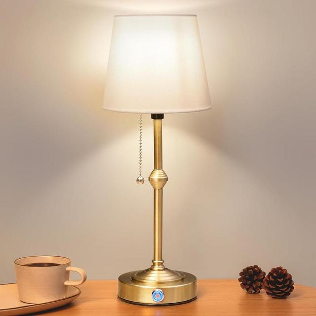 Nurforta Rechargeable Cordless Table Lamp: Battery Powered Lamp,3 Level Brightness - Bedside Night Lamp, Ambient Light for Restaurant, Home, Bedroom, Dining Room, Camping, Cafe(Gold)