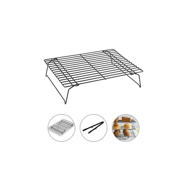 1Pcs Cooling Rack Baking, 13 x 9.6 inches Stackable Baking Rack for Oven Cooking, Heavy Duty Stainless Steel Wire Rack for Baking, Oven & Dishwasher Safe - Black