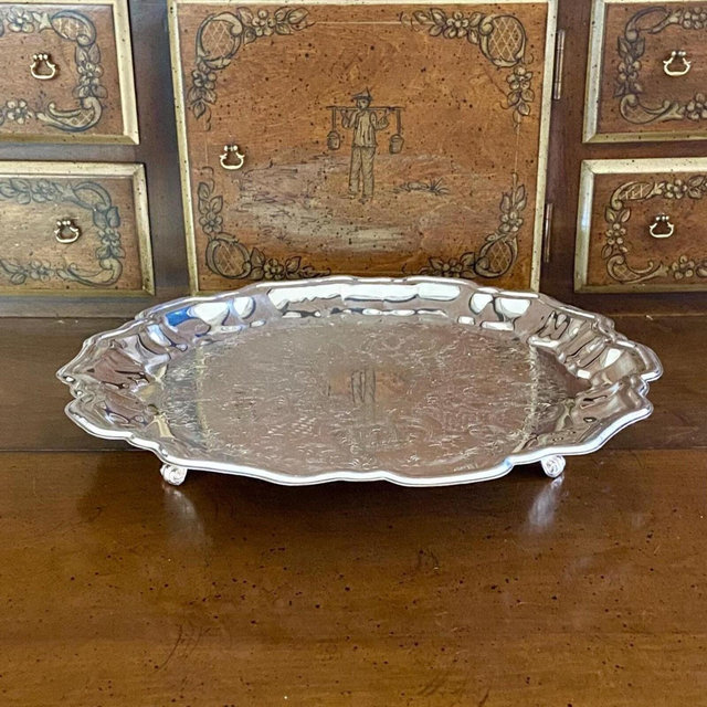 Leonard Silver Plate Footed 13.75" Round Serving Platter