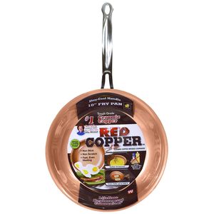 Red Copper 10 inch Pan by BulbHead Ceramic Copper Infused Non-Stick Fry Pan Skillet Scratch Resistant Without PFOA and PTFE Heat Resistant From Stove To Oven Up To 500 Degrees