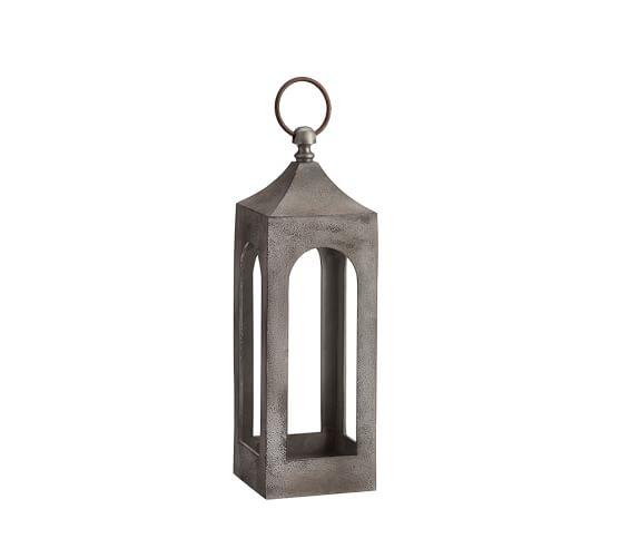 Caleb Lantern - White Weathered, Small