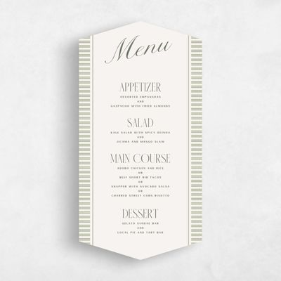 Green Diamond Wedding Menu - Connell