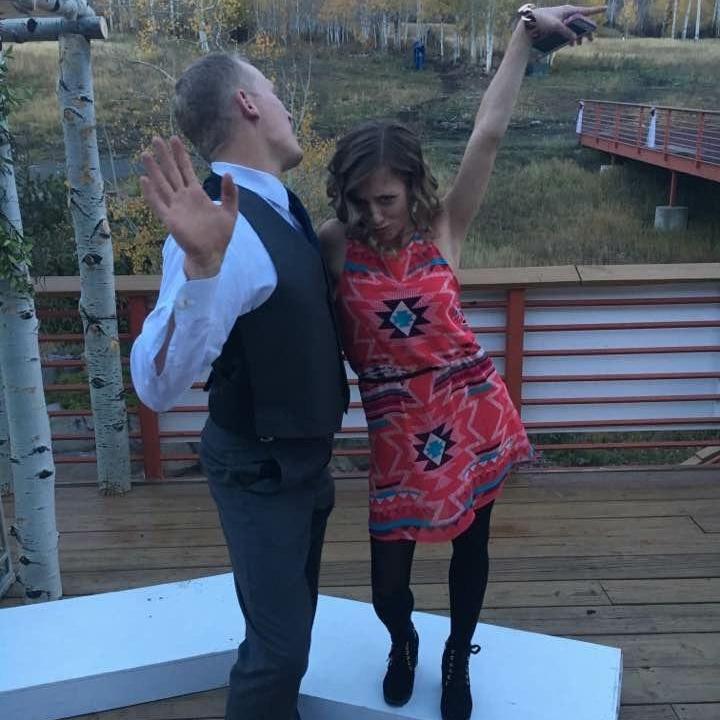 Being silly at a wedding.
