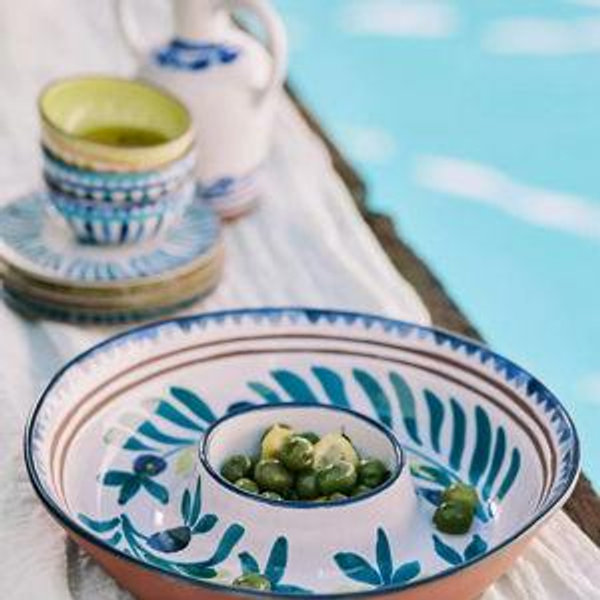 The Mediterranean Dish Glazed Terracotta Chip & Dip Serving Bowl
