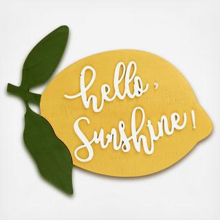 "Hello Sunshine" Lemon Shaped Wood Wall Decor