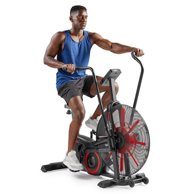 Sunny Health & Fitness Smart Customizable Air Bike Trainer, 330LB Capacity for Leg/Arm Cardio Workout, Fan Cycling Cardio Exerciser for Home Training, Free SunnyFit App Bluetooth Link - SF-B223018