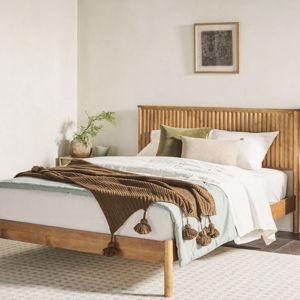 Paris Contemporary Reeded Headboard Solid Wood Bed