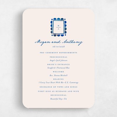 Beige Rounded Wedding Program - Fayvel