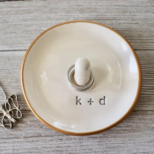Ring Holder, Personalized Wedding Gift, Engagement Gift Couples, Minimalist Ring Cone Dish, Ring Stand with Initials, Gift Boxed