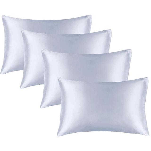 BEDELITE Satin Pillowcase for Hair and Skin, Super Soft Similar to Silk Pillow Cases 4 Pack with Envelope Closure, Cooling Pillowcases for Women Men (20"x30" Queen Size, Evening Haze)