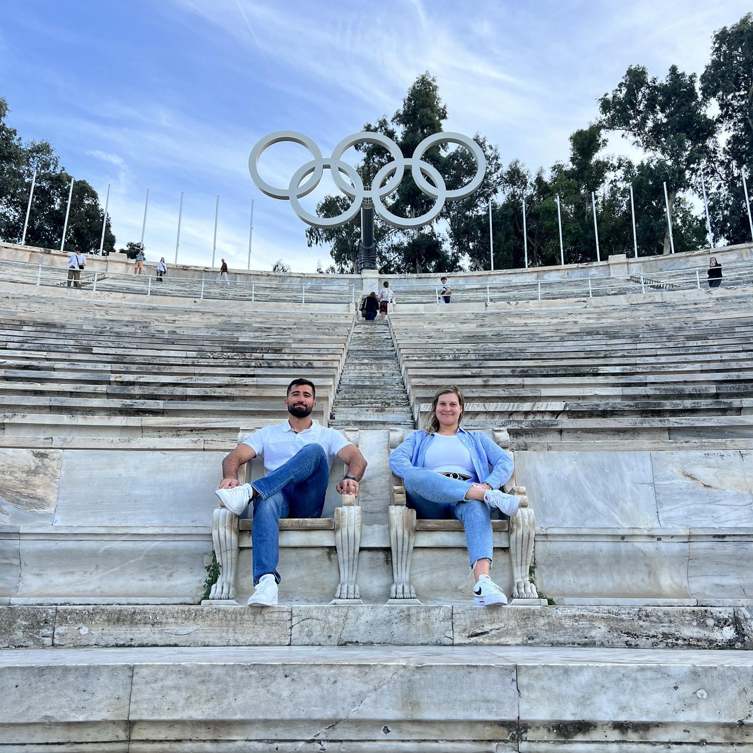 King and queen at the Panathenaic Stadium in Athens, Greece 😎