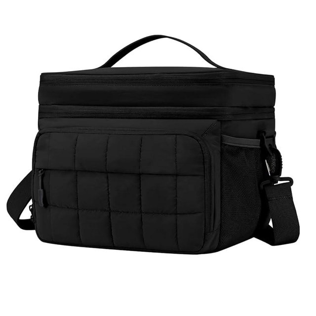 Puffer Cooler Bag 32 Cans Insulated Soft Sided Cooler Double Deck Collapsible Lunch Box for Picnic, Beach, Hiking, Camping, Work, Travel