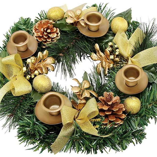 Traditional Christmas Advent Wreath. For Advent Calendar Season Candle Holder –Centerpiece Décor – Advent Candle Holder and X-mas Candles Decorations