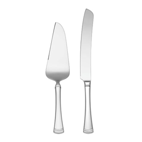 Lenox Silverware Serving Set, Portola 2-Piece Dessert Set, Serving Utensils, 18/10 Stainless Steel, Mirror Finish, Dishwasher Safe, Cake Knife & Cake Server, Dessert Serveware (Silver, 2 Piece)