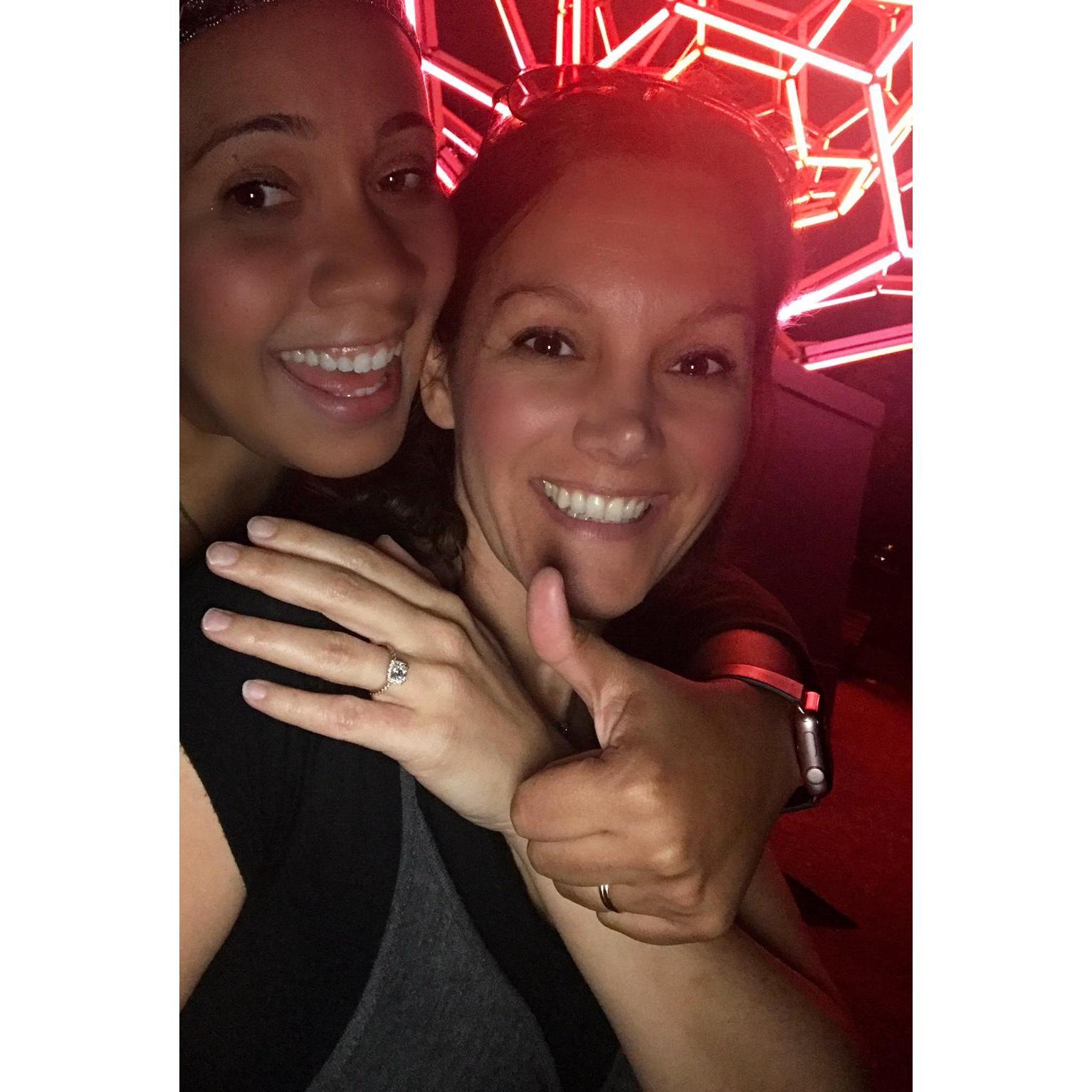 At Crystal Bridges Museum in Bentonville, Arkansas. In the midst of a night full of lights and great food, Melissa proposed and Deanna said "Yes!"