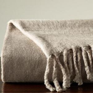Solid Faux Mohair Oversized Throw, 55x80", Taupe