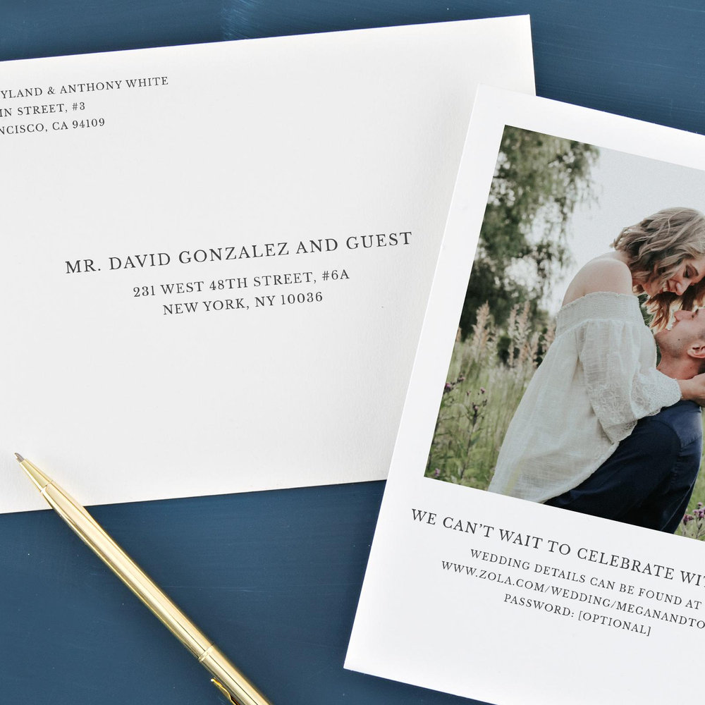 Sheffield Portrait | Gray Green | Zola Wedding Invitations