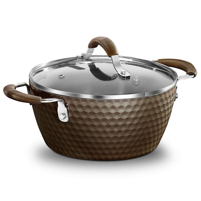 Durable Non-Stick Dutch Oven Pot - High-Qualified Kitchen Cookware with See-Through Tempered Glass Lids, 3.6 Quarts, Works with Model: NCCW11DS), One size, Coffee - NutriChef PRTNCCW11COFDOP