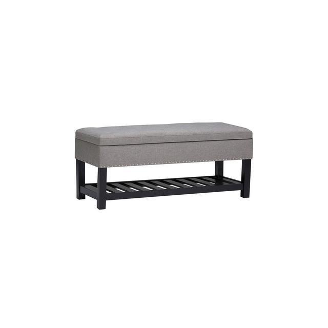 43" Riley Storage Ottoman Bench Dove Gray Linen Look Fabric - Wyndenhall