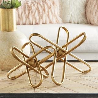 2-Piece Golden Modern Geometric Sculpture Set