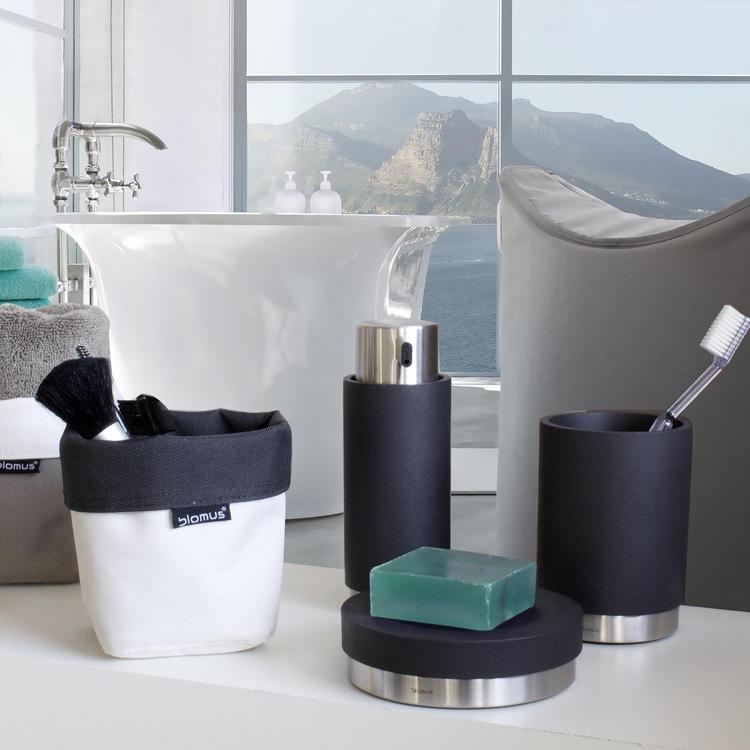 Black Ara Soap Dispenser in Black by Blomus 