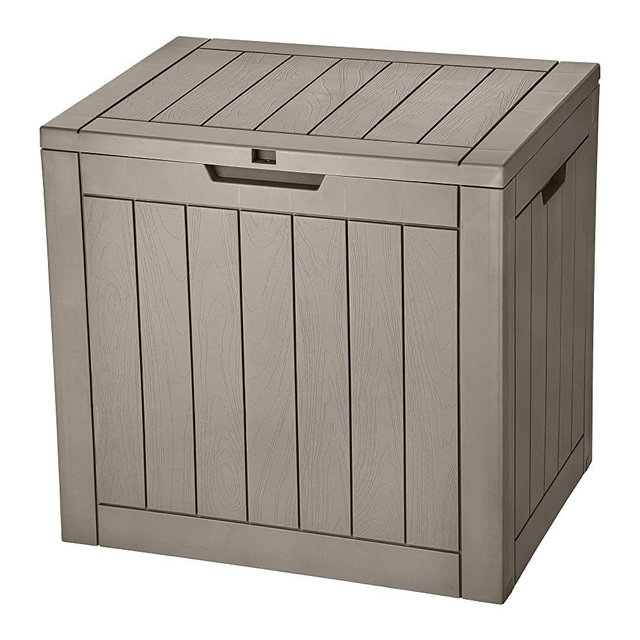 YITAHOME 30 Gallon Deck Box, Outdoor Storage Box for Patio Furniture, Pool Accessories, Cushions, Garden Tools and Outdoor, Waterproof Resin with Lockable Lid and Side Handles (Brown)