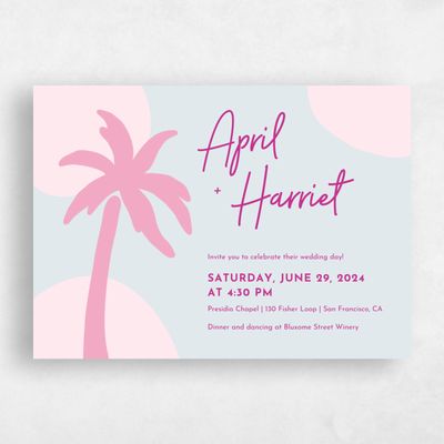 Light Pink Wedding Invitation - Bahia Landscape