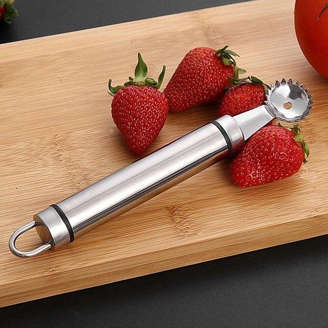 Tustao Stainless Steel Strawberry Huller and Tomato Stem Corer Tool Multi-Function Stainless Corer and Pitter Remover for Strawberry,Tomato,Vegetable and Fruit Corer Practical Kitchen Tool