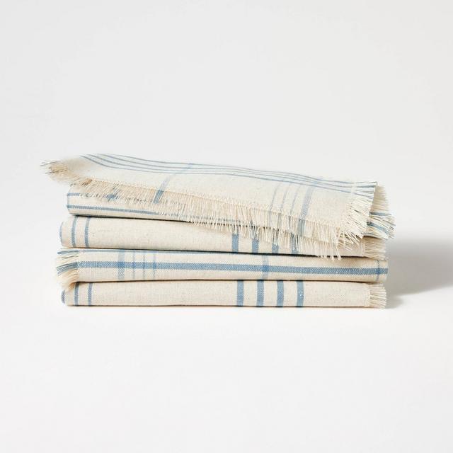 4pk Napkins Blue Plaid - Threshold™ designed with Studio McGee