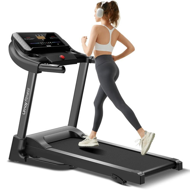 UMAY Fitness Home Folding Incline Treadmill with Pulse Sensors, 3.0 HP Quiet Brushless, 300 lbs Capacity