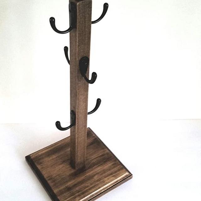 Rustic Mug Stand/Coffee mug tree 6 Hook Farmhouse Coffee Bar