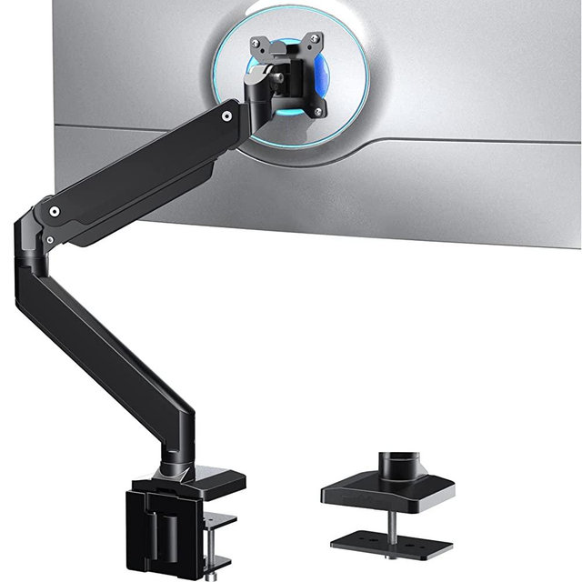 WALI Single Monitor Gas Spring Desk Mount Heavy Duty Aluminum Fully Adjustable Fit Screen up to 35 inch, 33 lbs. VESA 75 and 100 (GSM001XL), Black