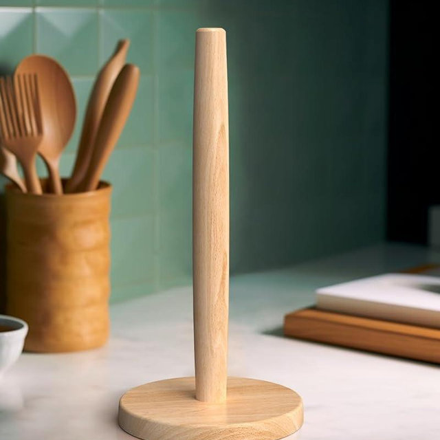 CHAUNCEY HOME Wooden Paper Towel Holder Stand for Jumbo Roll - Kitchen Paper Hanger Rack Bathroom Towel Roll Stand Organizer Simply Standing Countertop Paper Roll Holder