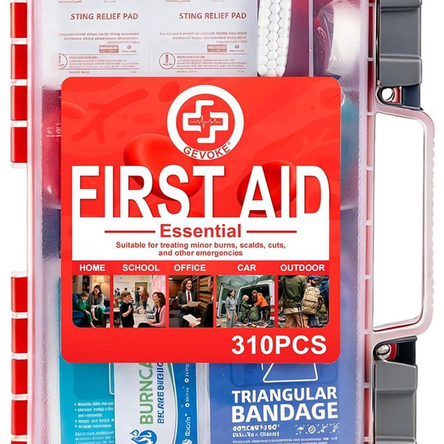 Gevoke Professional First Aid Kit - 310 Piece HardCase Medical Kit for Home, Car, Camping, Travel, Hiking, Truck, Office, Sports, Vehicle & Outdoor Emergencies