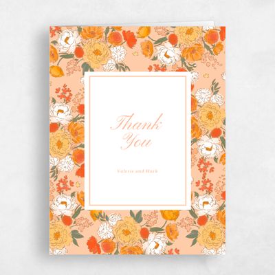 Peach Sorbet, Orange Wedding Thank You - Colombe Portrait