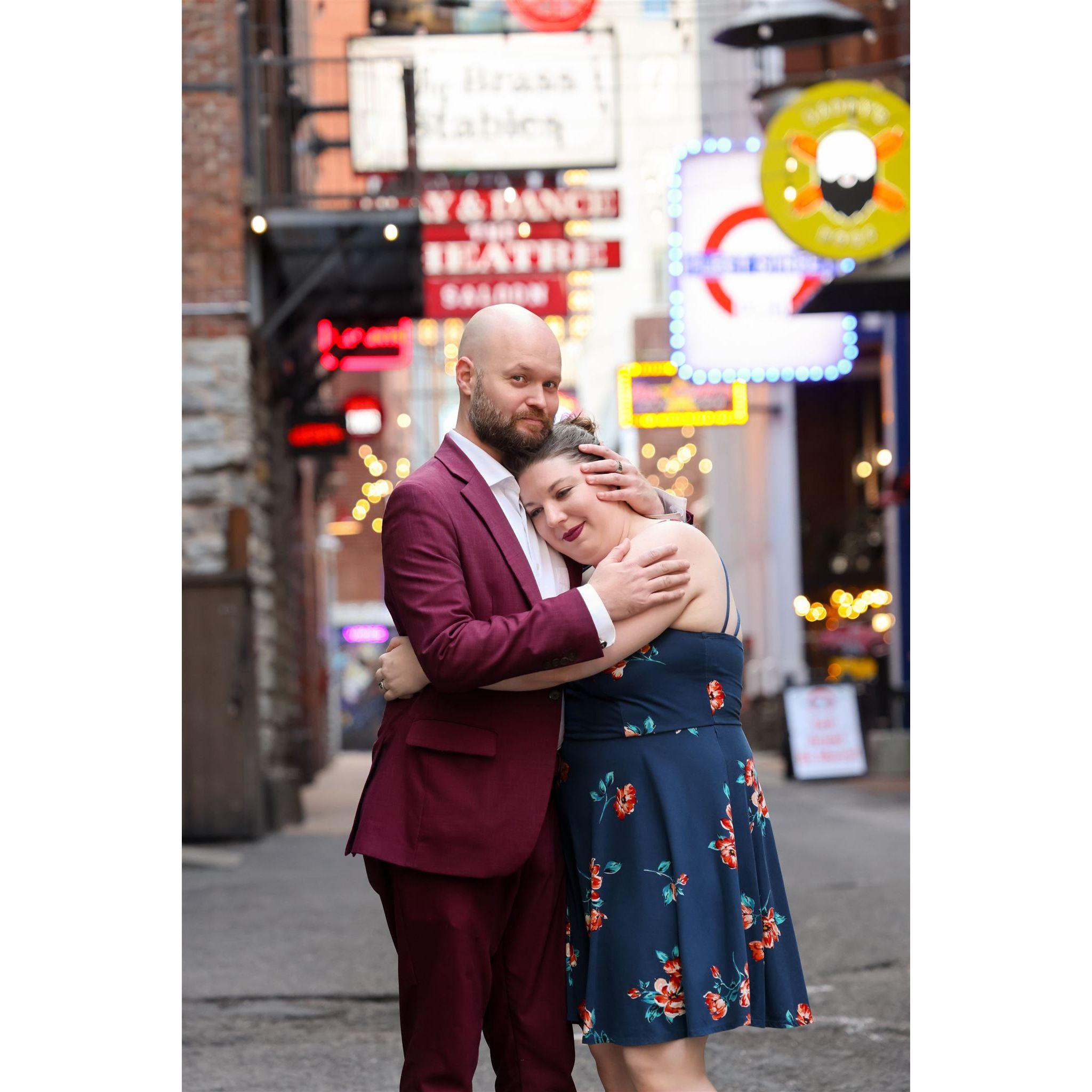 We met in Printer's Alley nearly 5 years ago, and are excited to share our love with our friends and families!