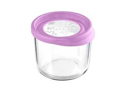 Bormioli Rocco Frigoverre Fun Tall Glass Container with Fuschia Lid, 23-3/4-Ounce