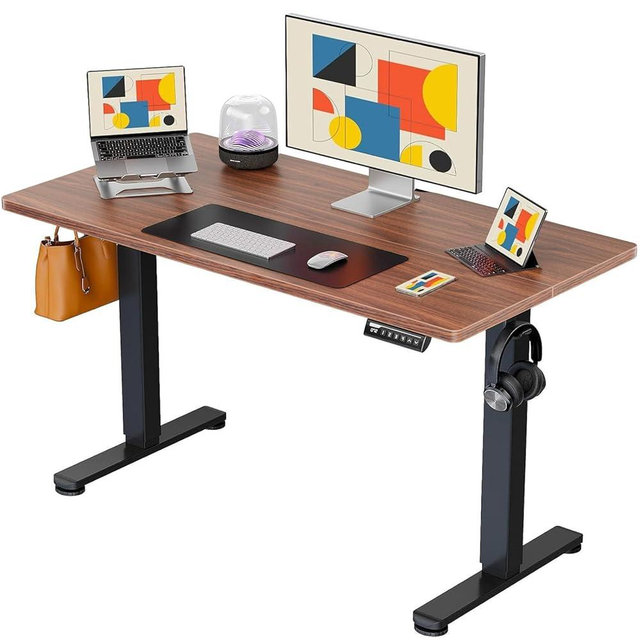 ErGear Electric Standing Desk, 44 x 24 Inches Height Adjustable Stand up Desk, Sit Stand Home Office Desk, with Two-Piece Desktop (Espresso)
