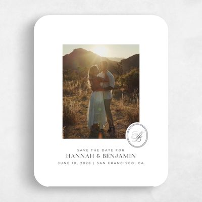 White Rounded Wedding Save the Date - St Anne Photo