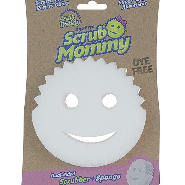 Scrub Daddy®, Scrub Mommy - Dye Free, Dual Sided Sponge & Scrubber, FlexTexture, Soft in Warm Water, Firm in Cold, Deep Cleaning, Dishwasher Safe, Multipurpose, Scratch Free, 1 ct (Pack of 1)