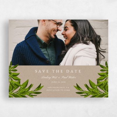 Brown Fall Wedding Save the Date - Marietta Portrait