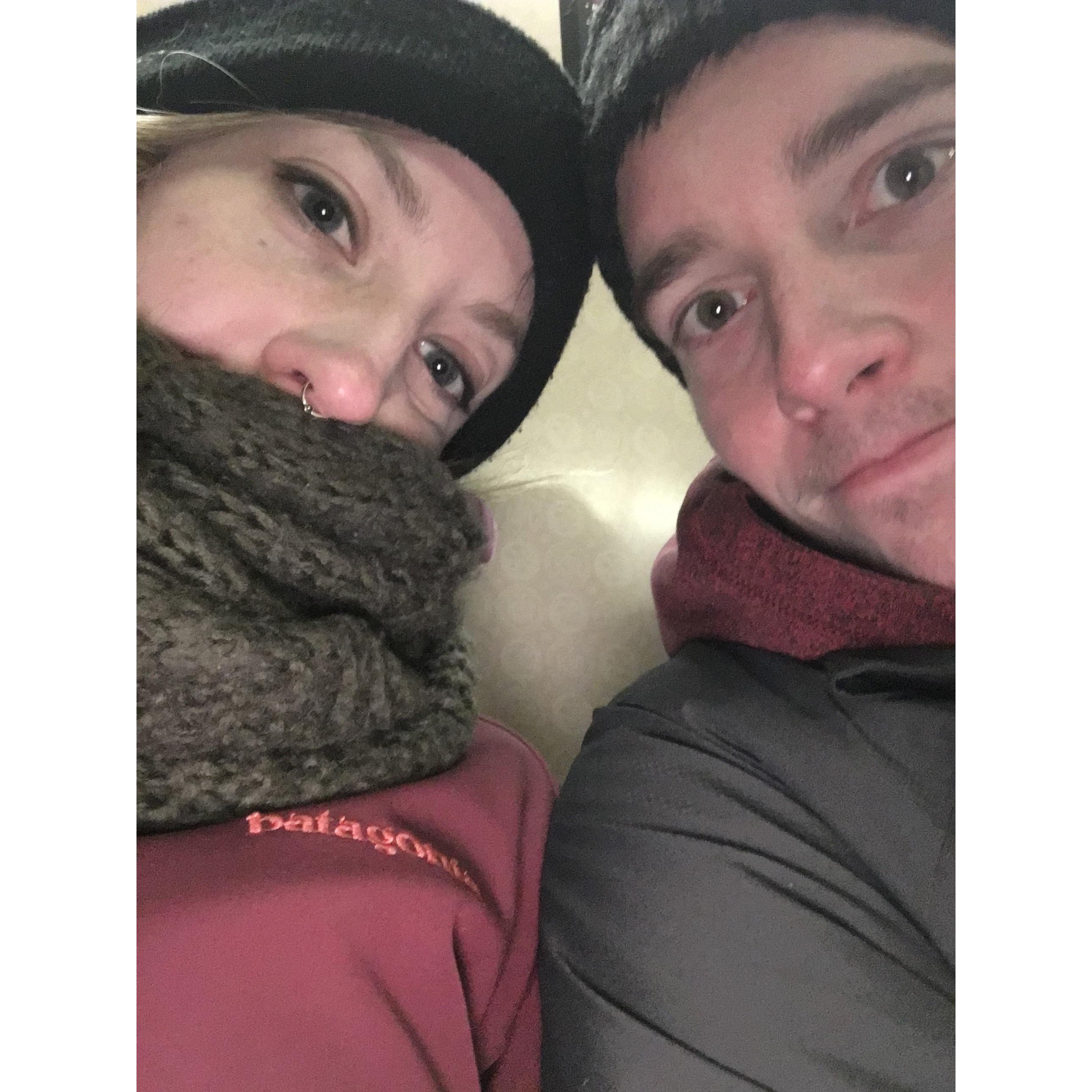 Bundled up as we travel through NYC to see all the Christmas decor..and Pizza!