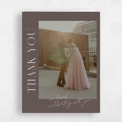 Dark Taupe, Brown Wedding Thank You - Chaplin Photo