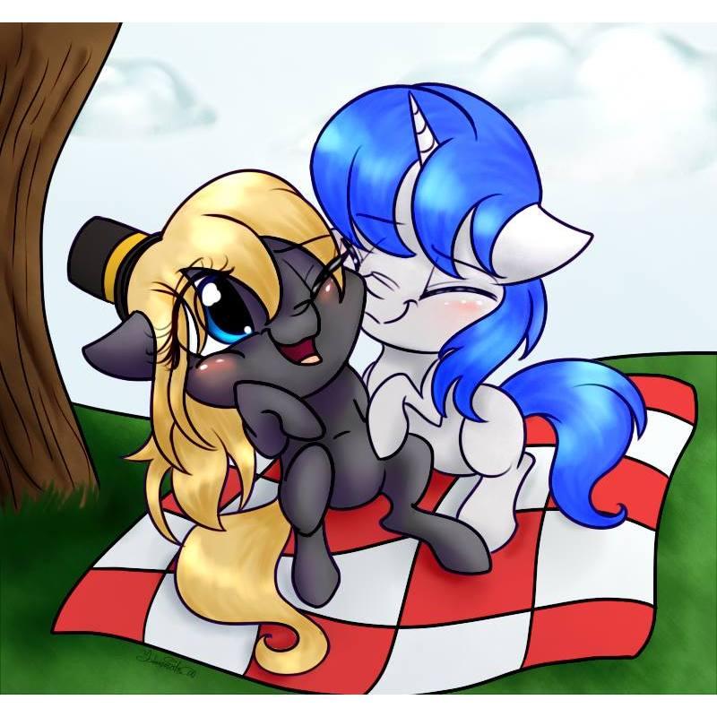 A digital drawing of our MLP OCs by our friend Fanatic Panda (Hanna) when we first started dating.