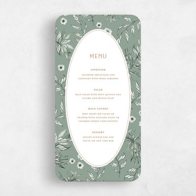 Green Rounded Wedding Menu - Brenton