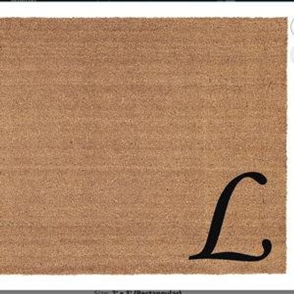 Home & More Urban Chic Monogram Doormat (Letter L), Black/Natural, 24" x 36"