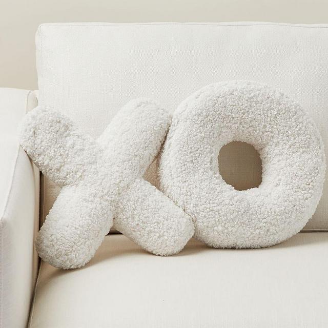 XO Shaped Pillow, 14", Ivory