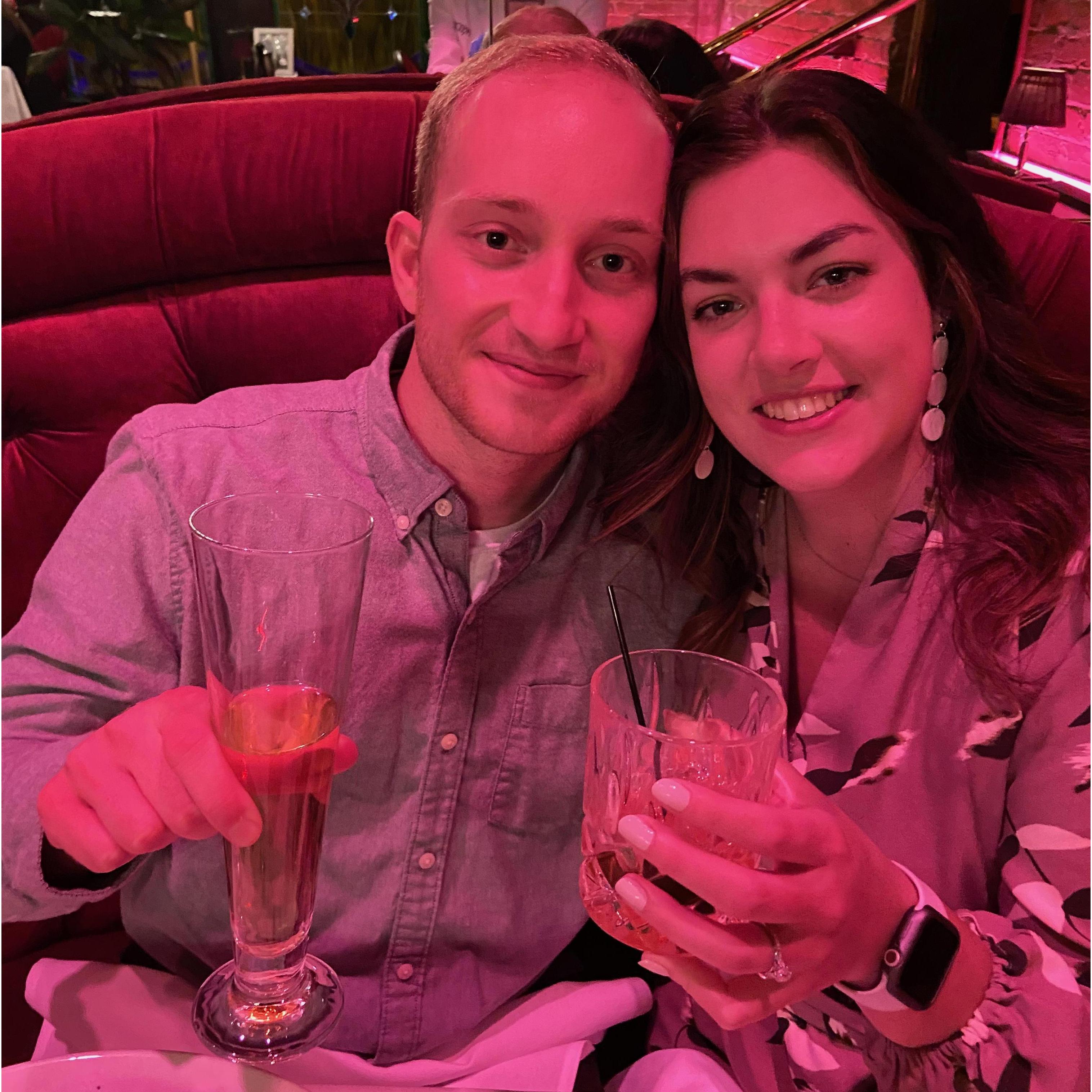 Celebrating our engagement/anniversary at the Precinct! 04/20/2021