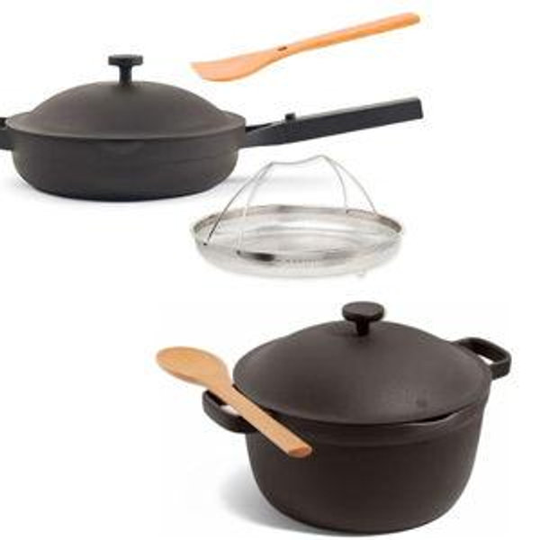 Our Place Cookware Duo | 7-Piece Ceramic Cookware Set with 10.5" Always Pan 2.0, 5.5 Qt Perfect Pot & Strainer Basket | Induction & Oven Safe up to 450°F | Nonstick, Non-Toxic Cookware | Steam