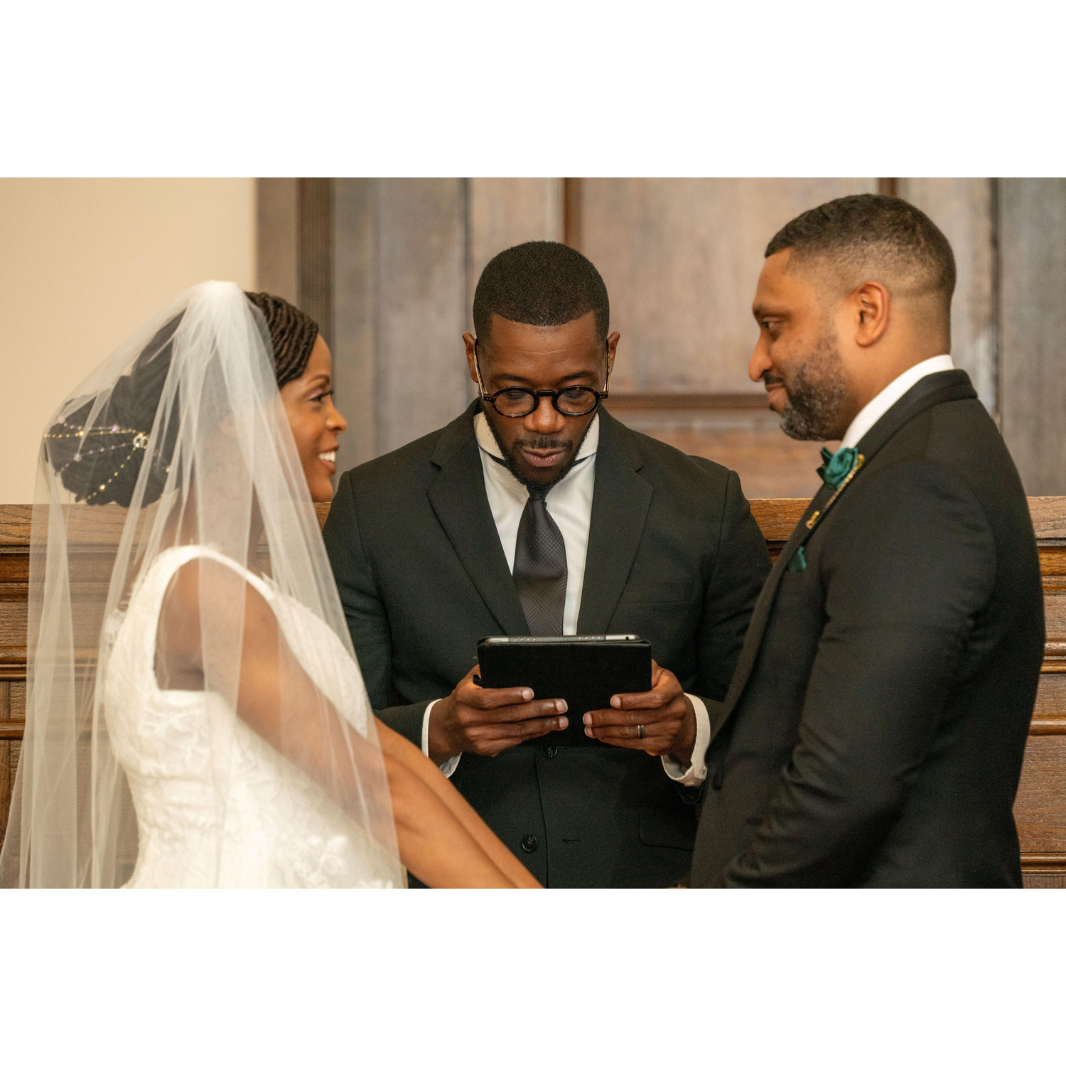 Bride and Groom at alter